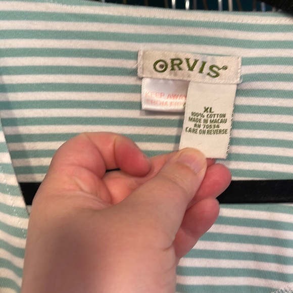 ORVIS XL midi cotton button front robe housedress night gown striped modest - Picture 3 of 10